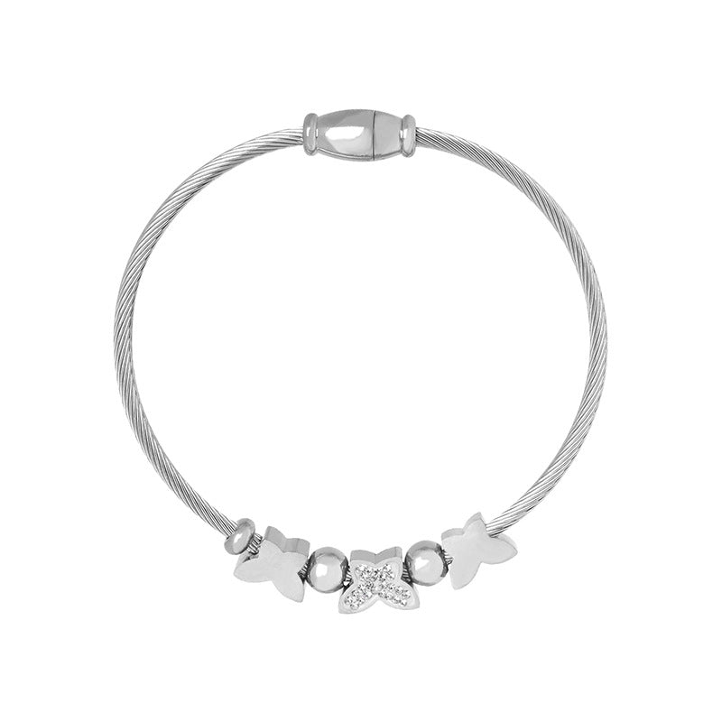 Bracelets rétro en forme de cœur pour femmes, pendentif en acier titane plaqué or