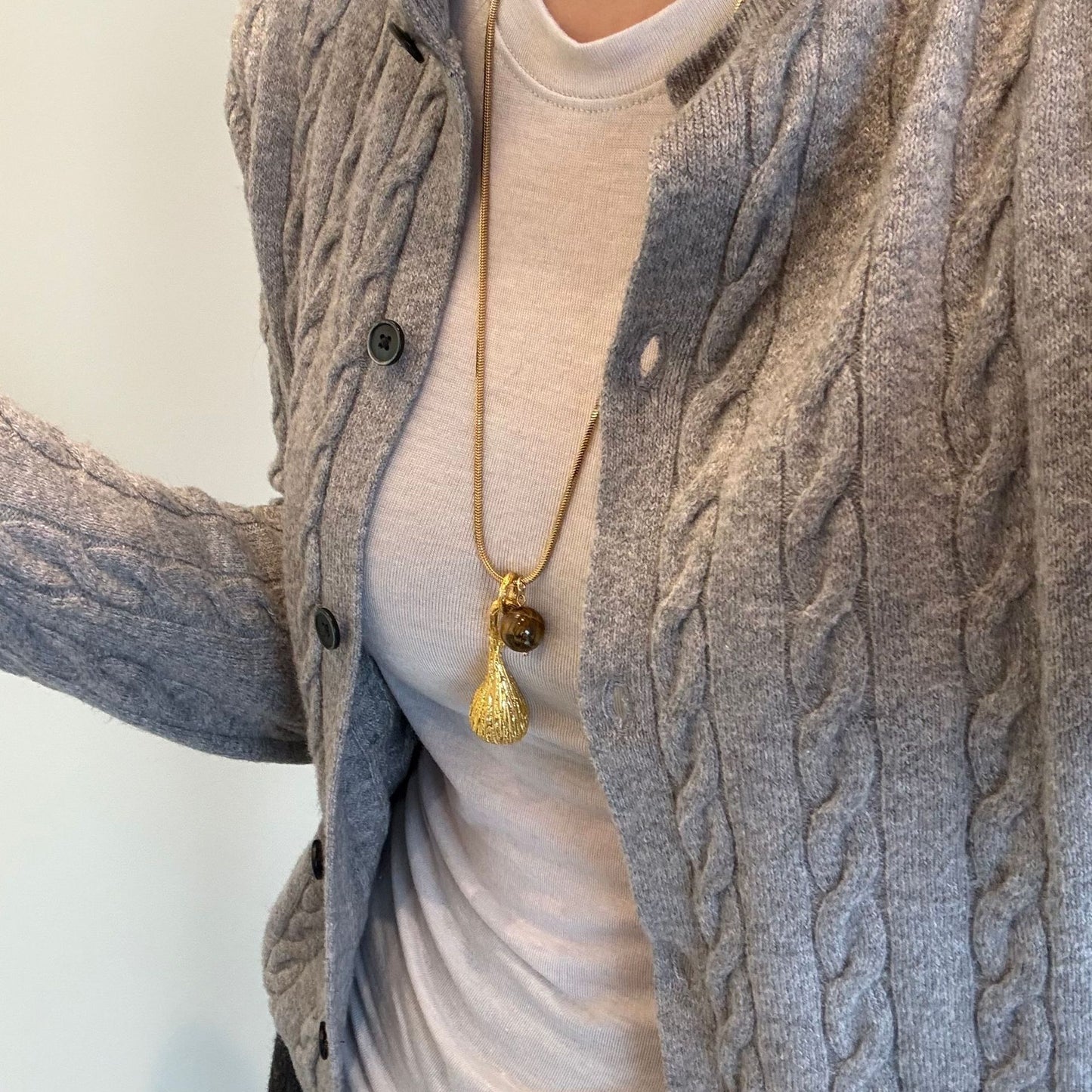 Women's Atmosphere Texture Large Water Drop Long Necklace