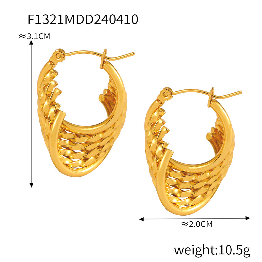 Retro Geometric Twin Style Stitching Design Titanium Rings