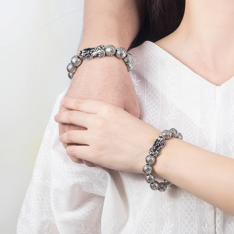 Bracelets en argent thaïlandais pour femmes et hommes et chapelet