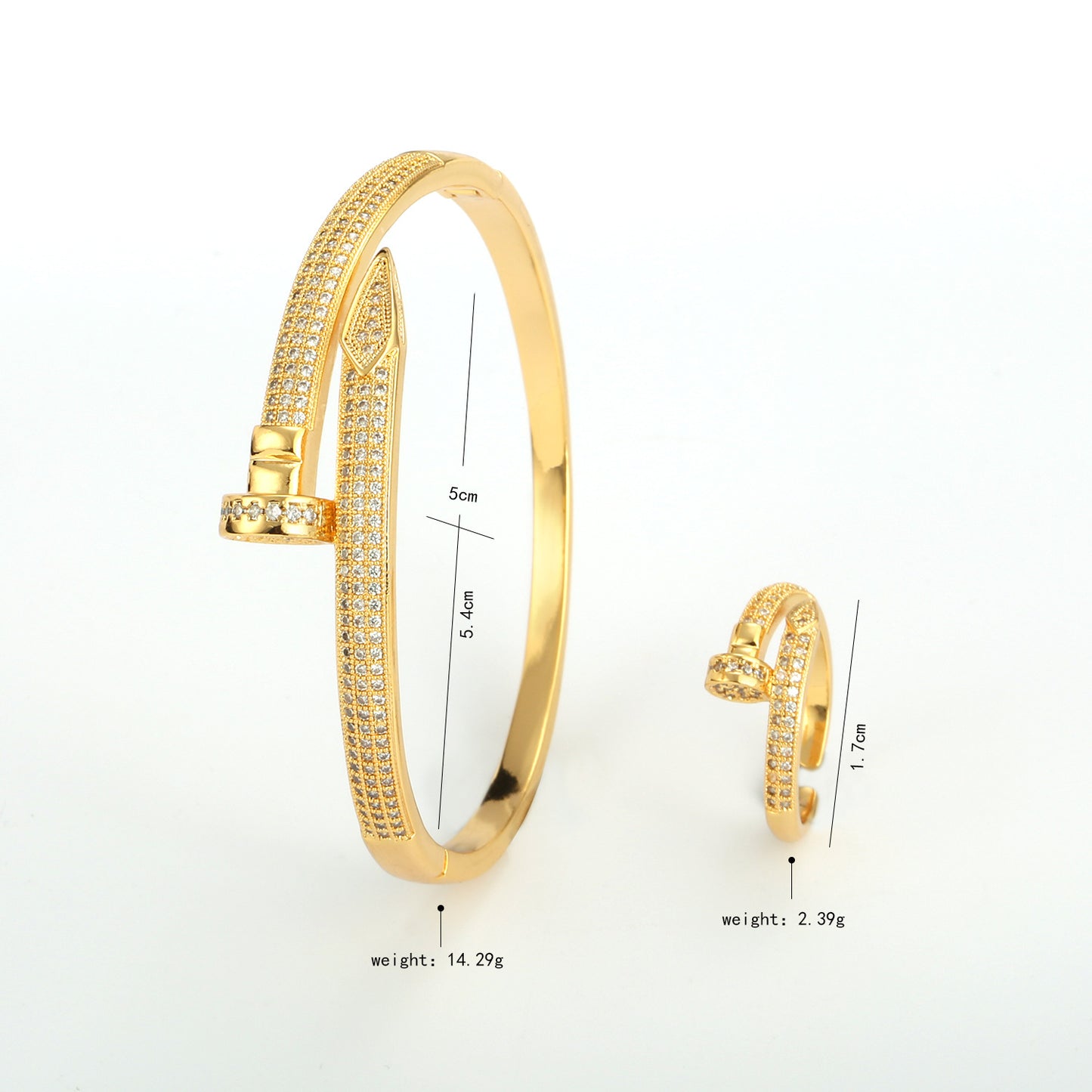 Full Diamond Light Luxury High-grade Nail Design Jewelry Set