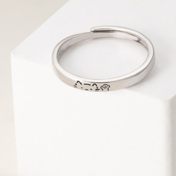 Fun Eat You Cat Fish Female Niche Design Style Open Rings