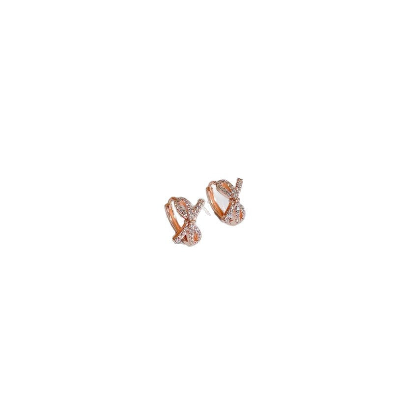 Rose Gold Bow Ear Clip Small Delicate Female Niche Unique Rings