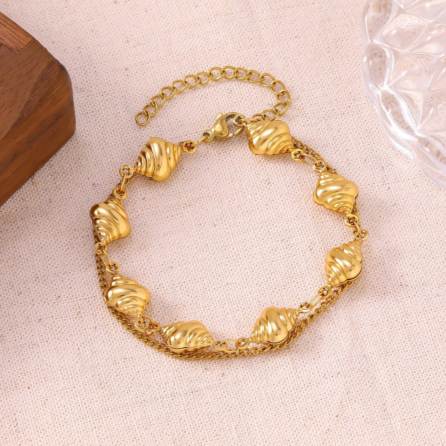 Women's French Minority Simple Stainless Steel Double Layered Gold Titanium Bracelet