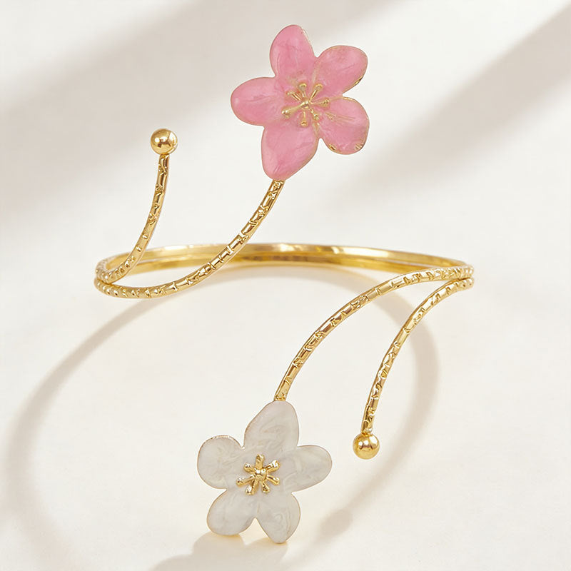 Armband Small Flower Dripping Oil Powder White Green Bracelet