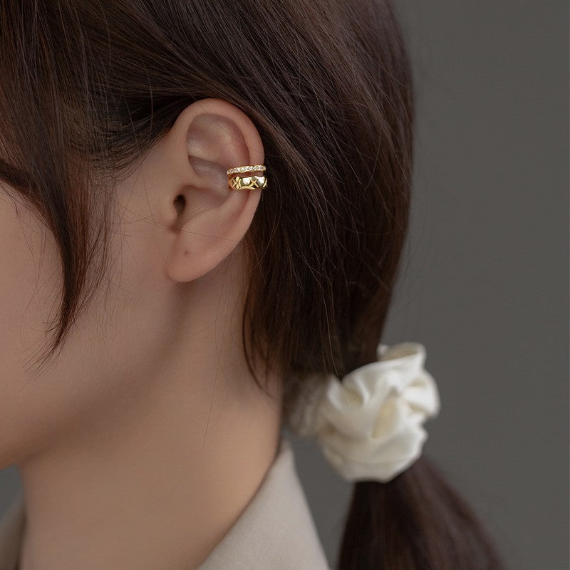 Fashion Wave U-shaped Female Retro Refined Rhinestone X Pattern Bones Rings