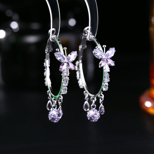 Ear Colored Circle Simple Fashion Diamond Rings