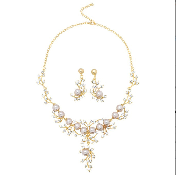 Alloy Suit Female Light Luxury Minority Bride Formal Dress Clavicle Jewelry Set