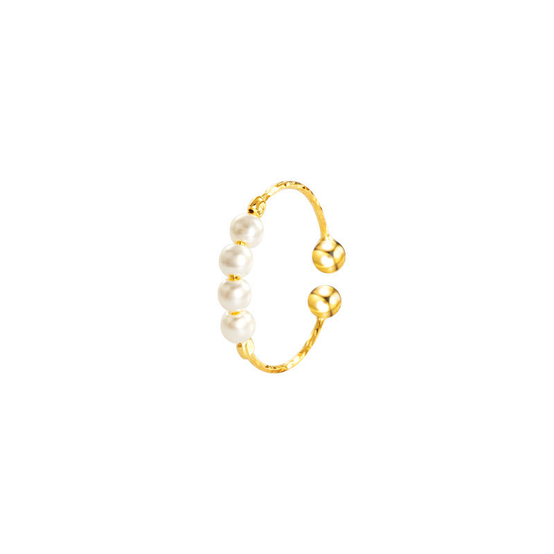 Small Pearl Open Version Simple Design Personalized Cold Ring