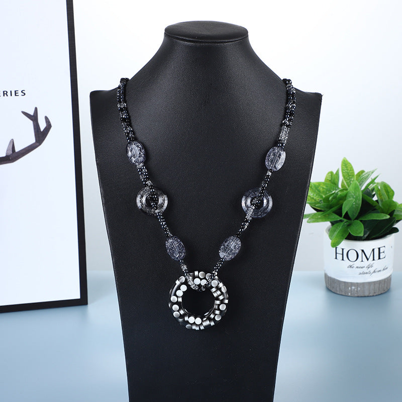 Women's Ethnic Style Vintage Peace Buckle Sweater Chain Live Popular Necklace