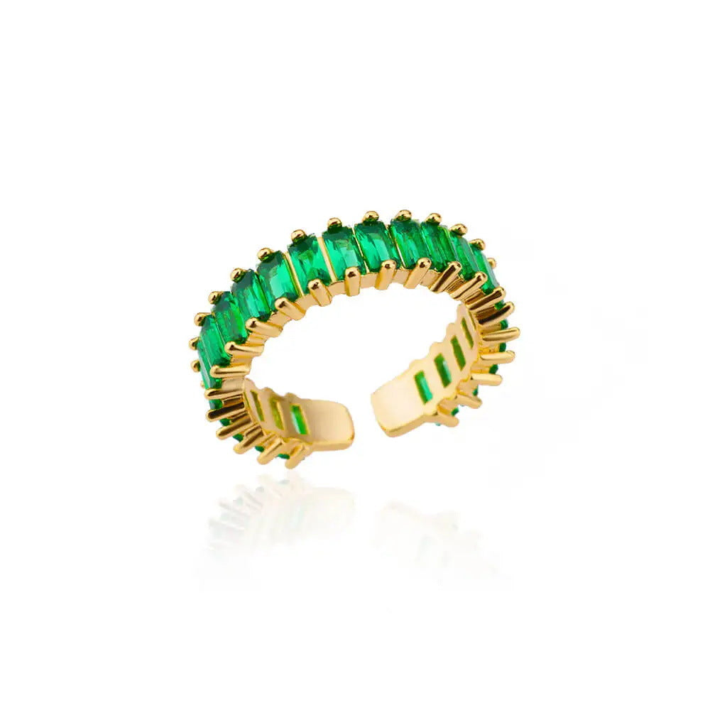 Women's Geometric Color Zircon Gold Personalized Simple Ring