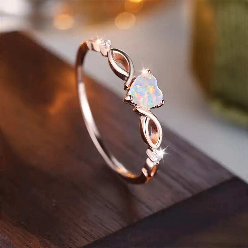 Women's Simple Fresh Love Heart-shaped Temperamental Personalized Ring