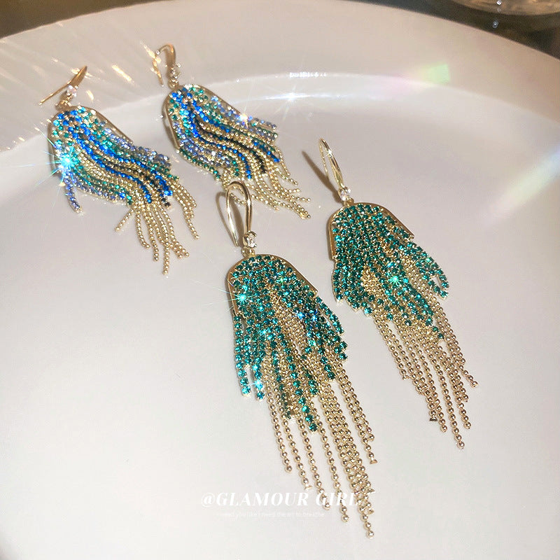 Long Chain Tassel Exaggerated Light Luxury Earrings