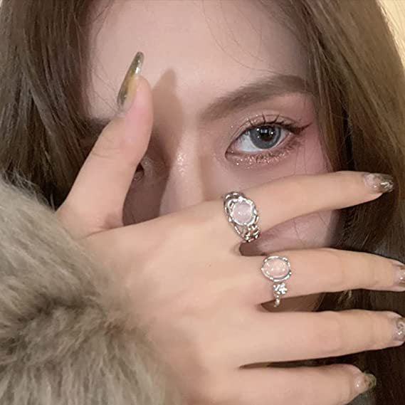 Fashion Moonstone Inlaid Light Luxury Minority Cold Style Female Rings