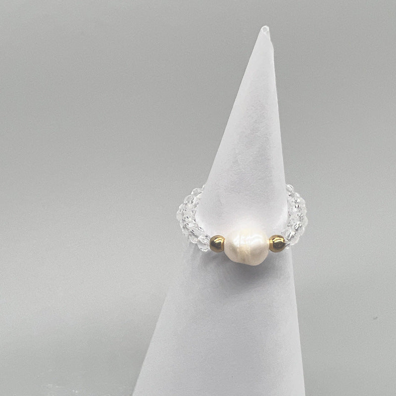 Elegant Style Freshwater Pearl Colored Glaze Beaded Rings