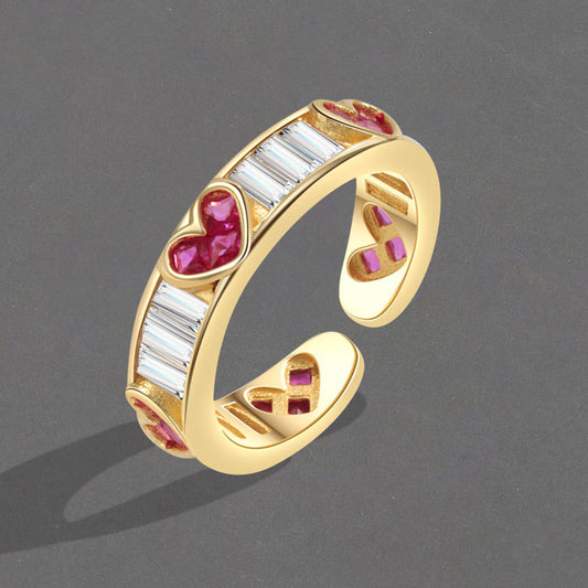 Niche Design Micro Diamond Opening Love Rings