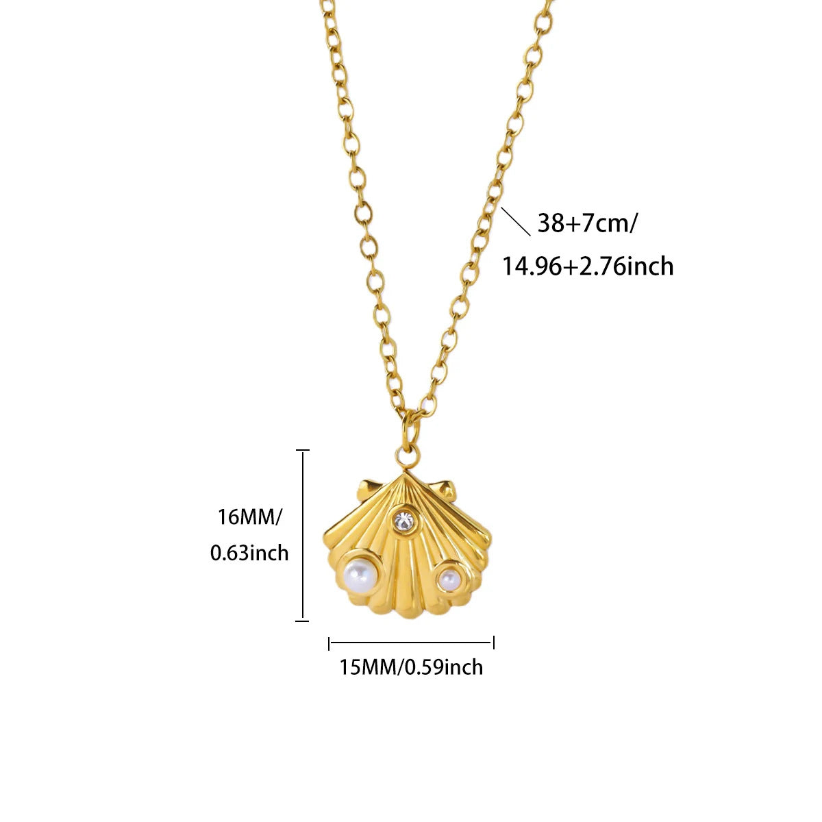 Small Conch Stainless Steel Shell Starfish Ocean Vacation Necklace