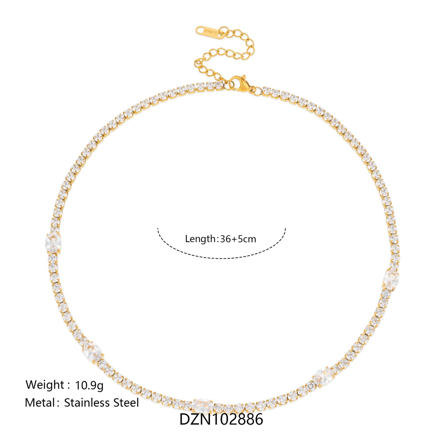 Tennis Chain Real Gold Super Flash Drill Clavicle Light Luxury Necklace