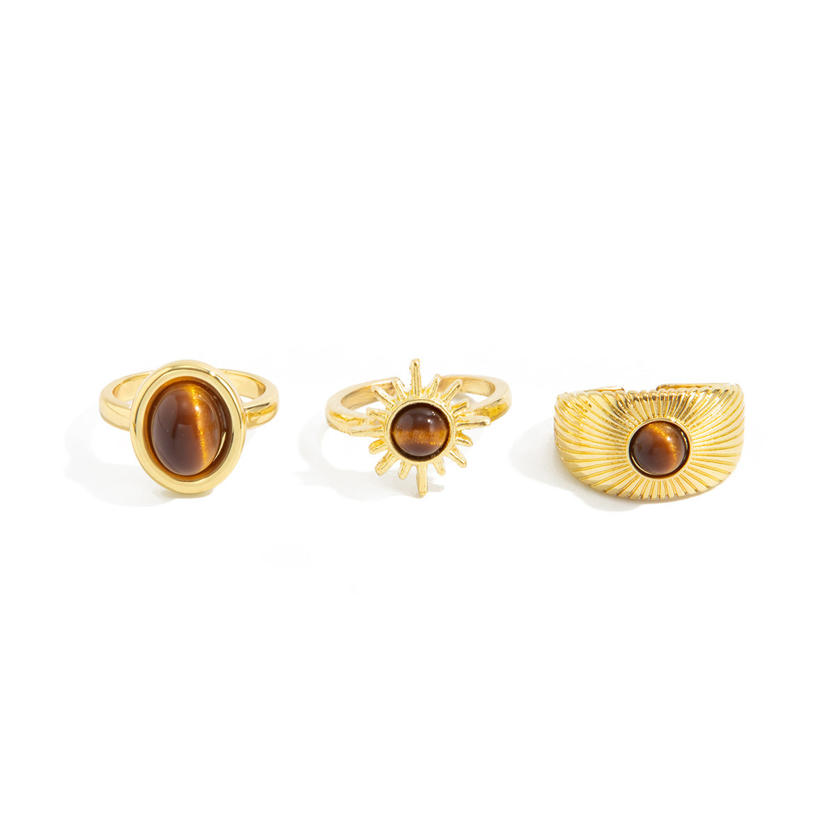 Retro Style Gemstone Tigereye Fashion Metal Ring