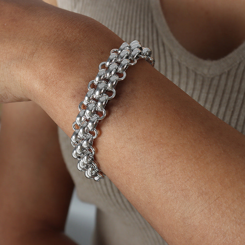 Exaggerated Metal Buckle Titanium Steel Thick Chain Does Jewelry Set