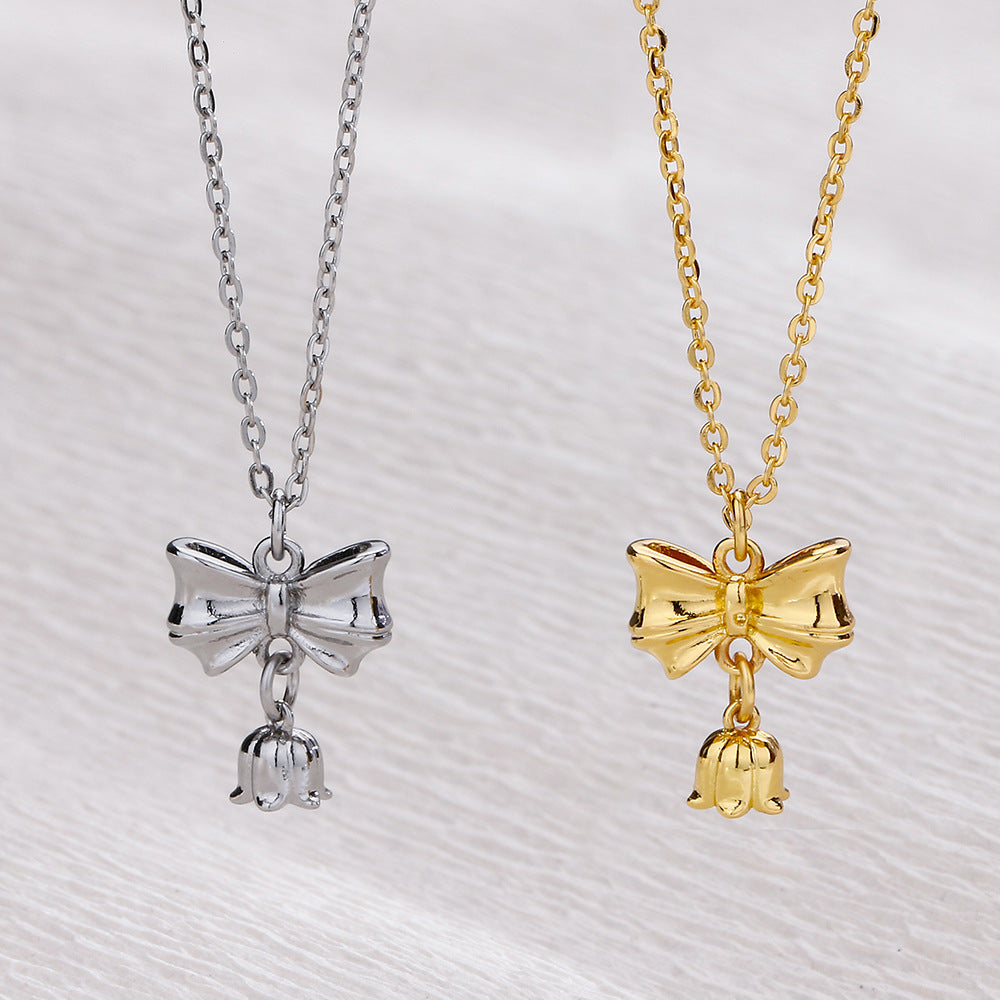 Bow Affordable Luxury Fashion Fairy Exquisite And Versatile Bell Necklaces