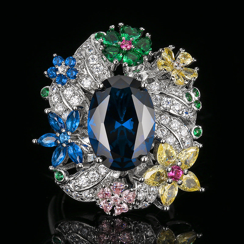 Women's Bright Peacock Emerald Open Premium Affordable Luxury Fashion Ring