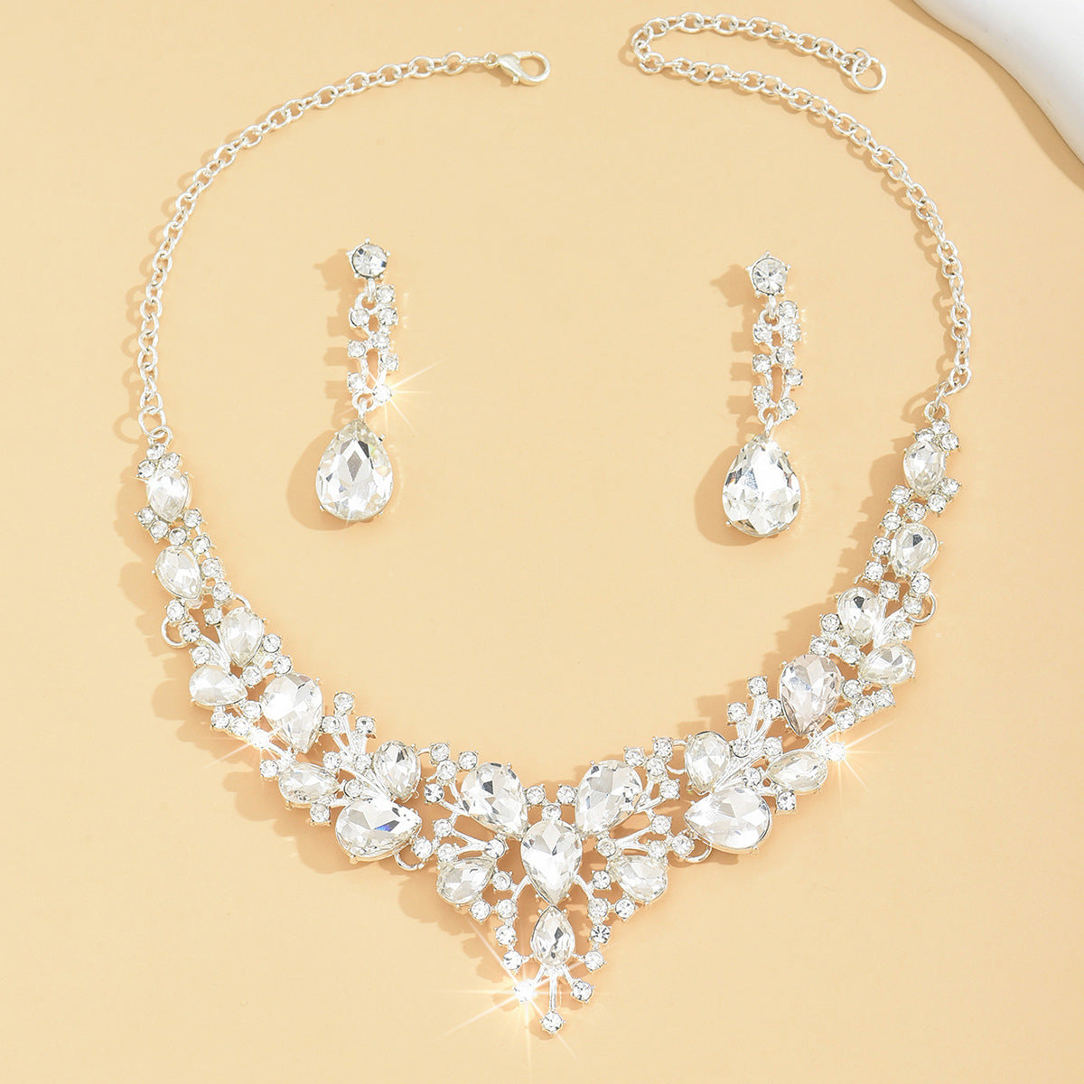 Women's Bridal Rhinestone Crystal Suite Ball Garment Jewelry Set