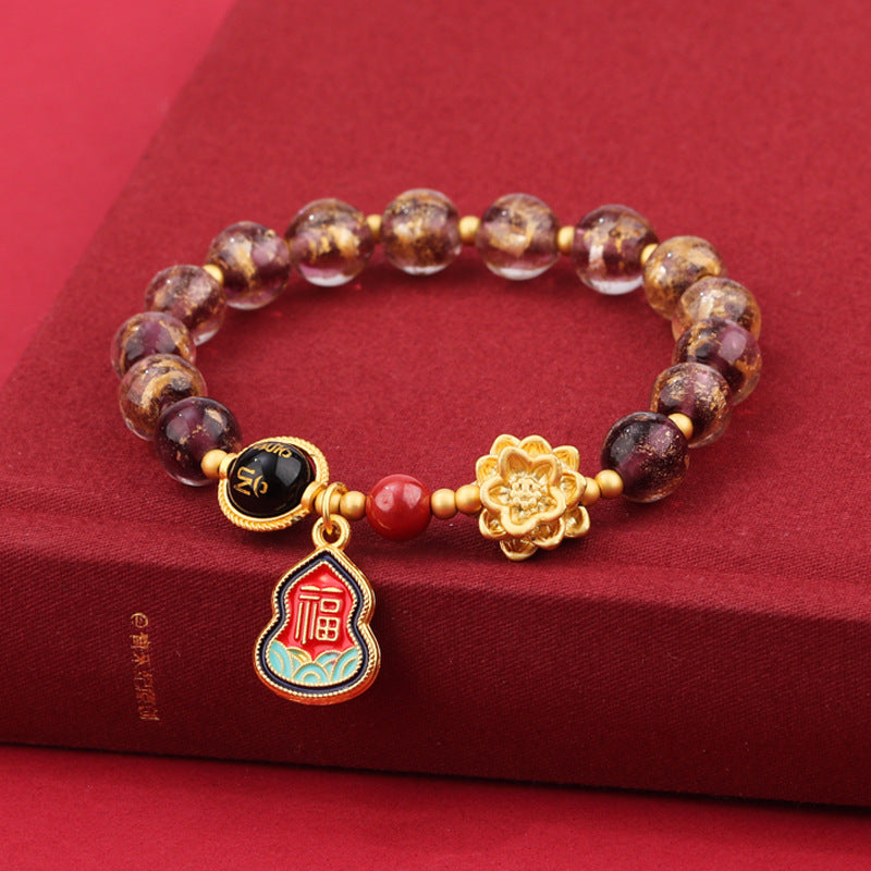 Beads Lotus Blessing Card Gold Foil Fragrant Gray Bracelets