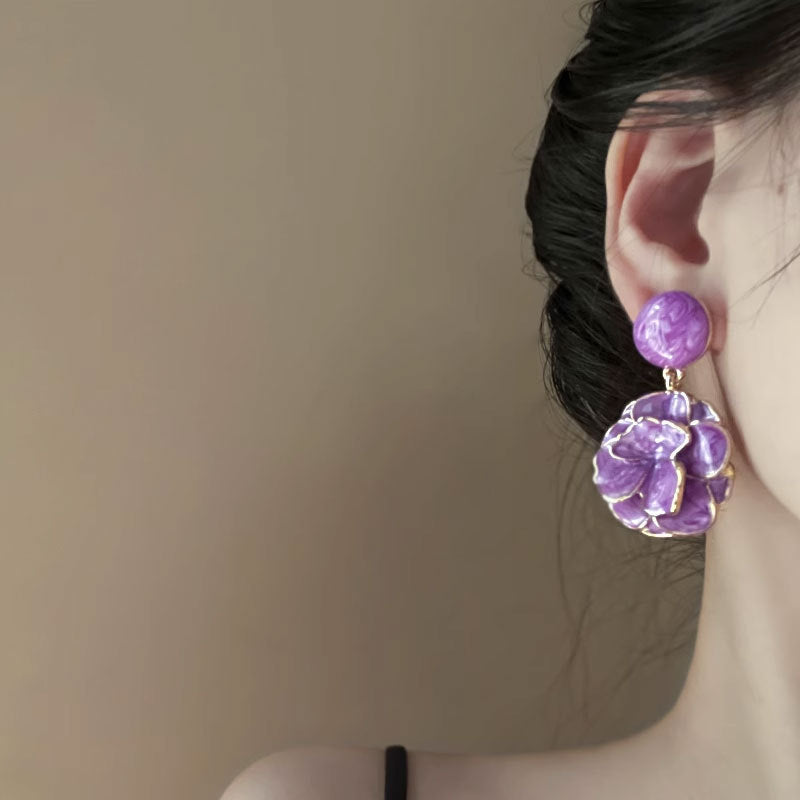 Purple Flower Vintage High-key Dignified Fairy Fashion Stud Earrings