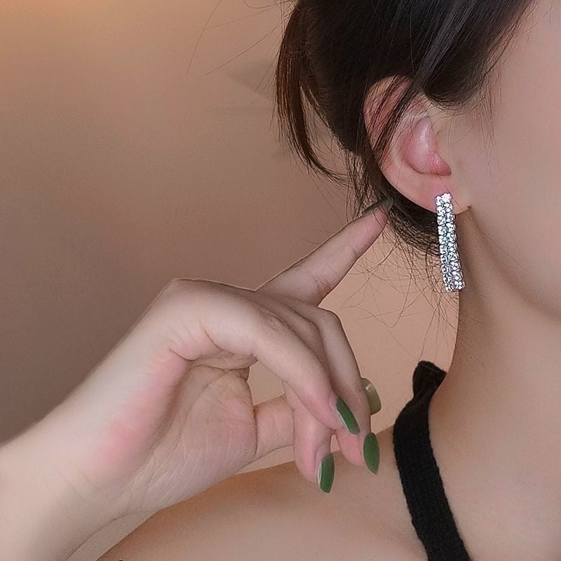 Women's Shiny Full Rhinestone Zircon Tassel Light Luxury High-grade Clavicle Chain Jewelry Set