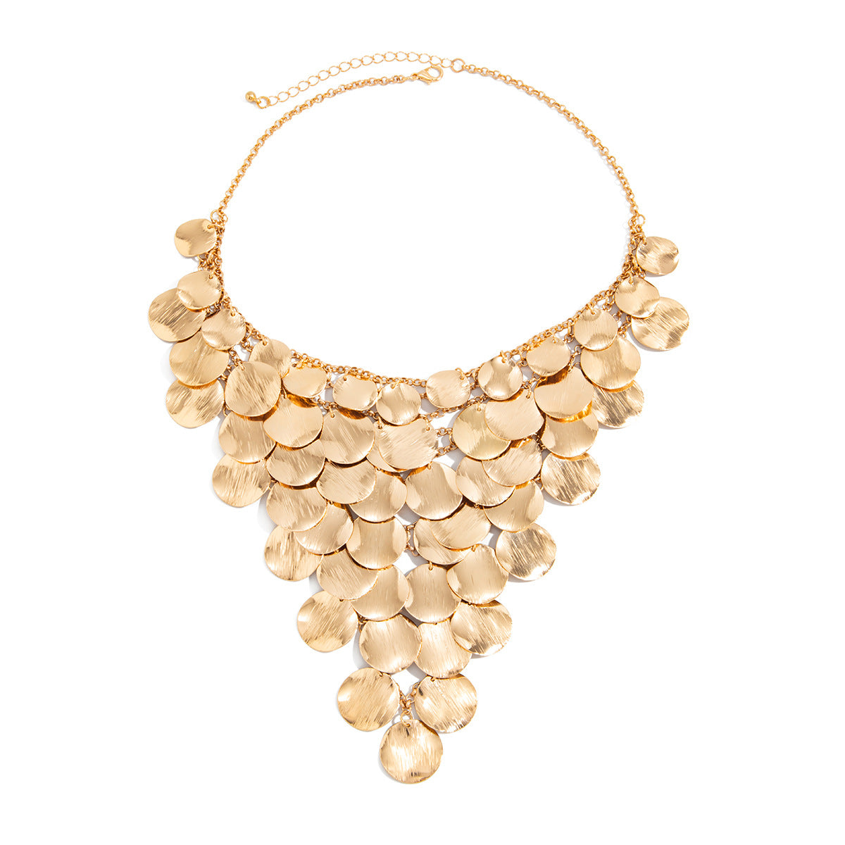 Women's Metal Wafer Y-shaped Tassel Fashion Geometry Pattern Glossy Scratch Necklace