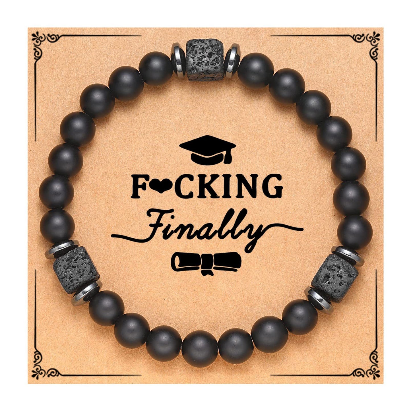 Frosted Square Volcanic Stone Father's Day Bracelets