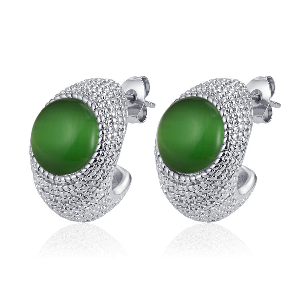 Women's Pearl Shaped Stainless Steel Retro Affordable Luxury High-grade Earrings