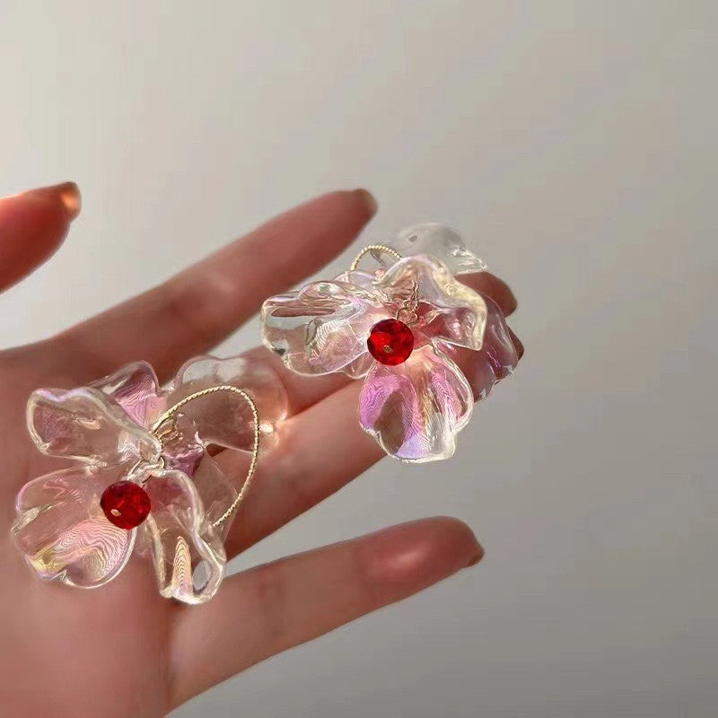 Women's Summer Super Match Mori Style Colorful Crystals Butterfly Long For Stud Earrings