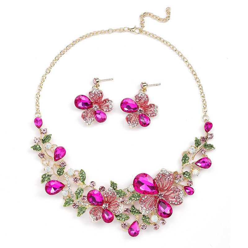 Two-piece Colorful Flower Bridal Retro Advanced Design Necklaces