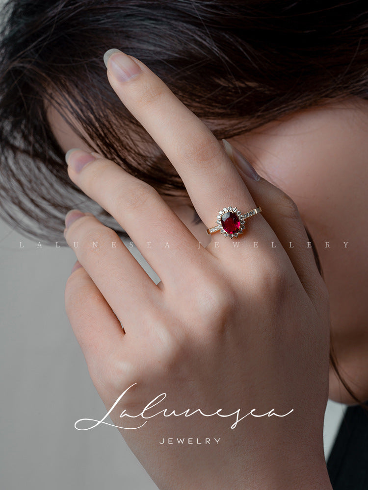 Women's Sier Plated Vintage Ruby Sterling Exquisite Rings