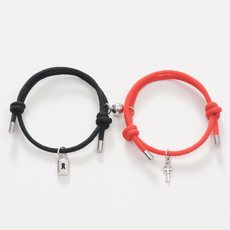 Women's & Men's & Key Lock Magnet Suction One Pair Of Lovers Bracelets