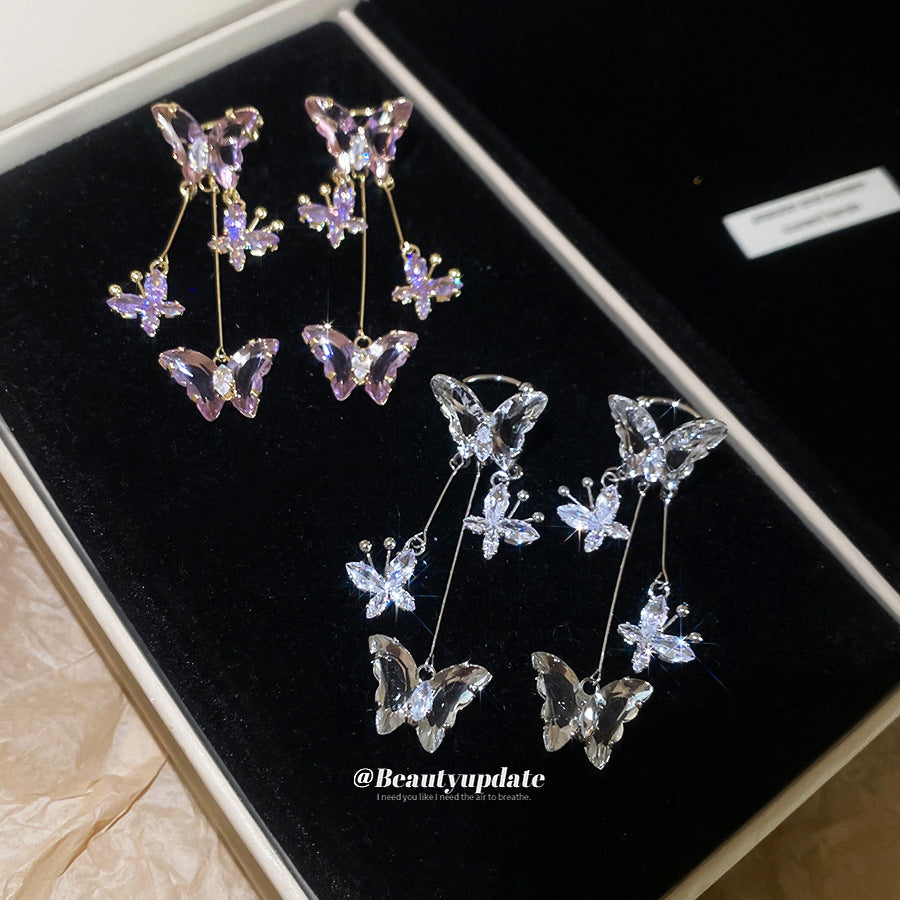 Super Fairy Zircon Butterfly Elegant Cold Feeling Light Luxury Ear Clip