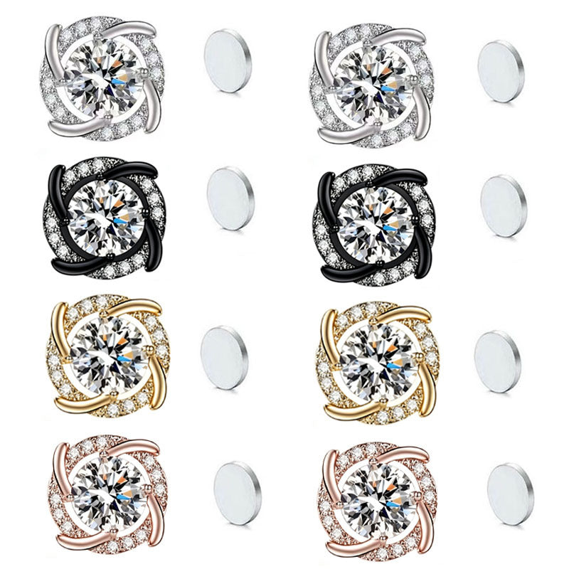 Women's Stainless Steel Windmill Simple Moissanite Design Light Earrings