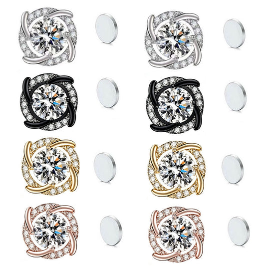 Women's Stainless Steel Windmill Simple Moissanite Design Light Earrings