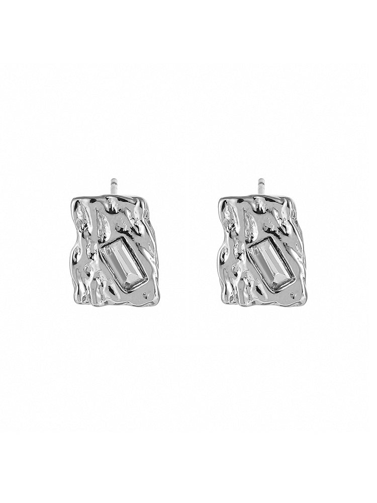 Liquid Square Zircon Classic Style Light Luxury High Sense Earrings