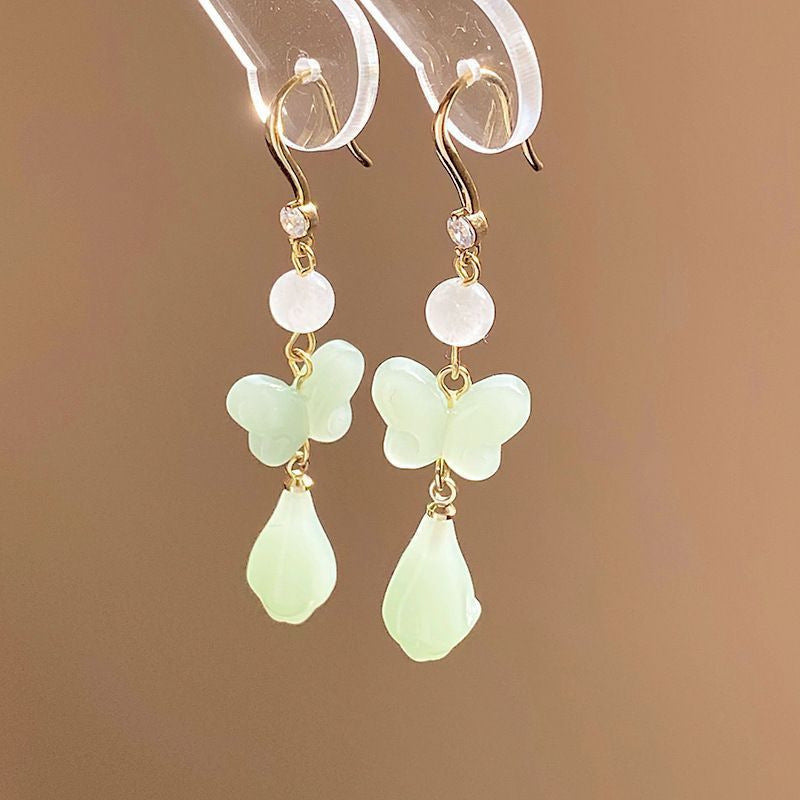 Women's Drop Pearl Tassel Ear Hook Fresh Chinese Style High-grade Rings