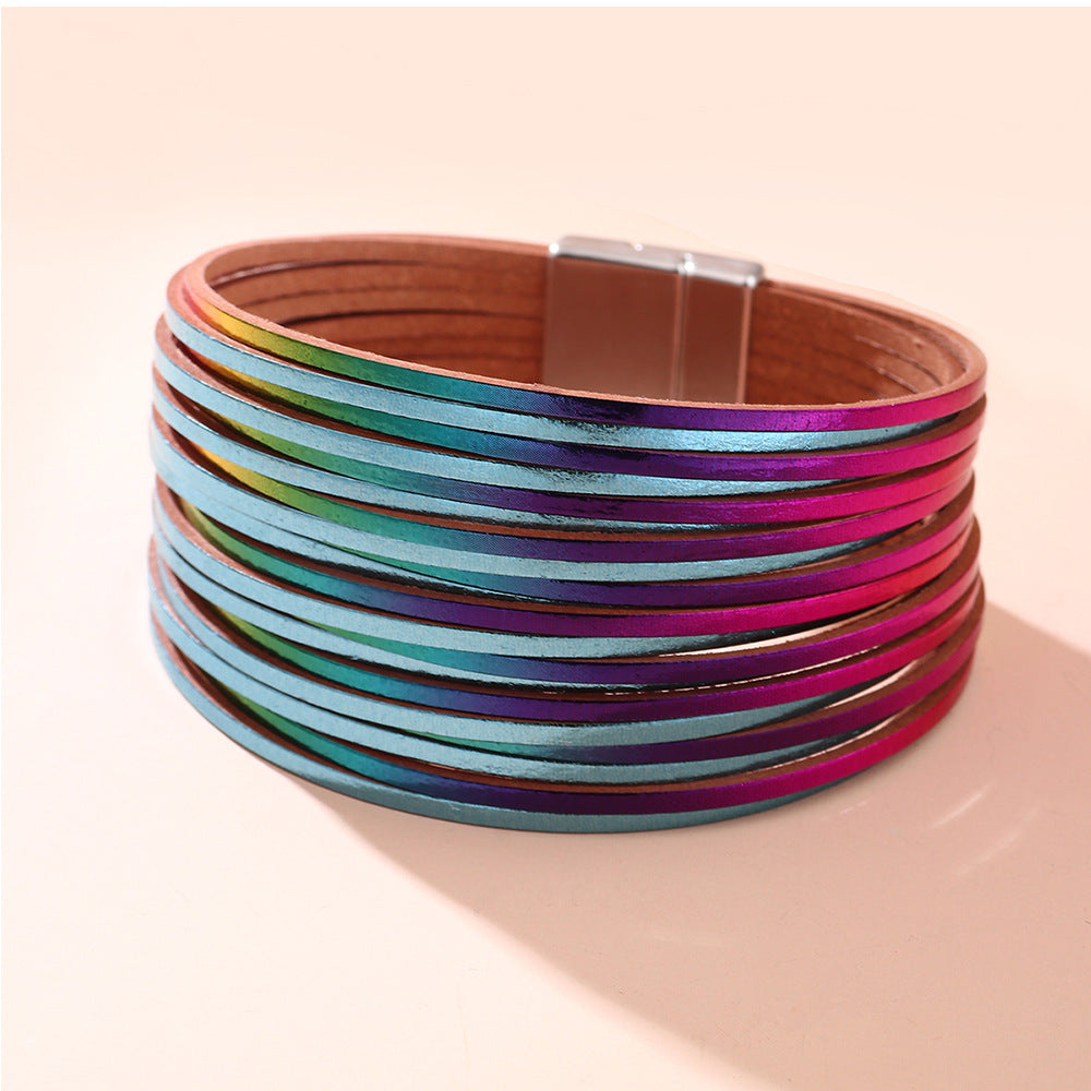 Cadeaux de petite amie en cuir de mode cool Bracelets en or