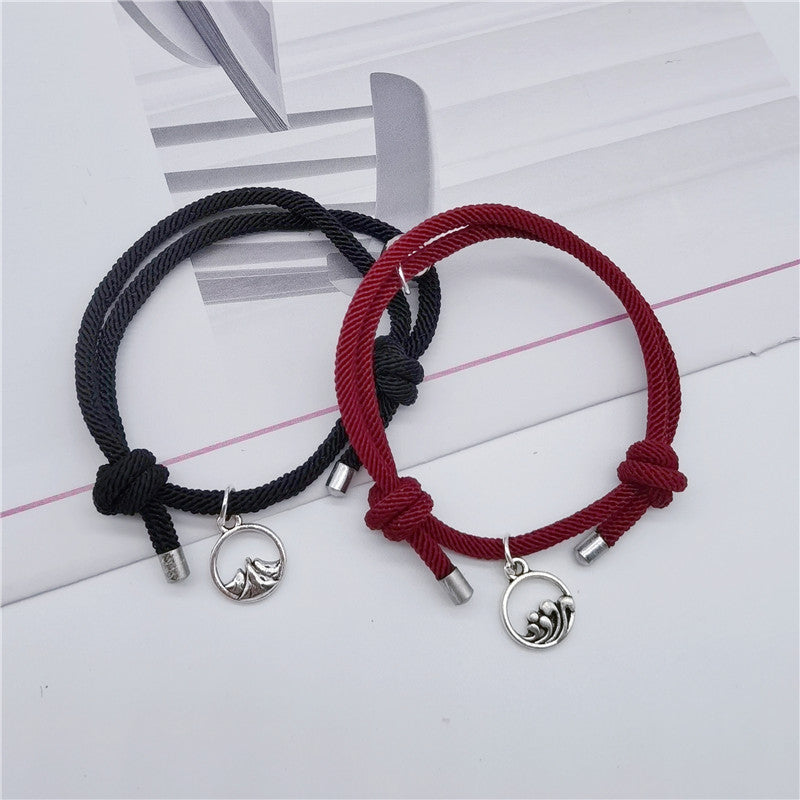 Women's & Men's Of Love Couple Magnet Attract True Pair And Woven Bracelets