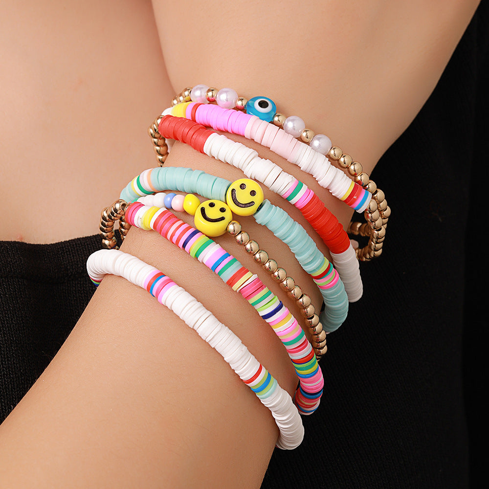 Clay Love Smiling Face Suit Vintage-Armbänder für Damen