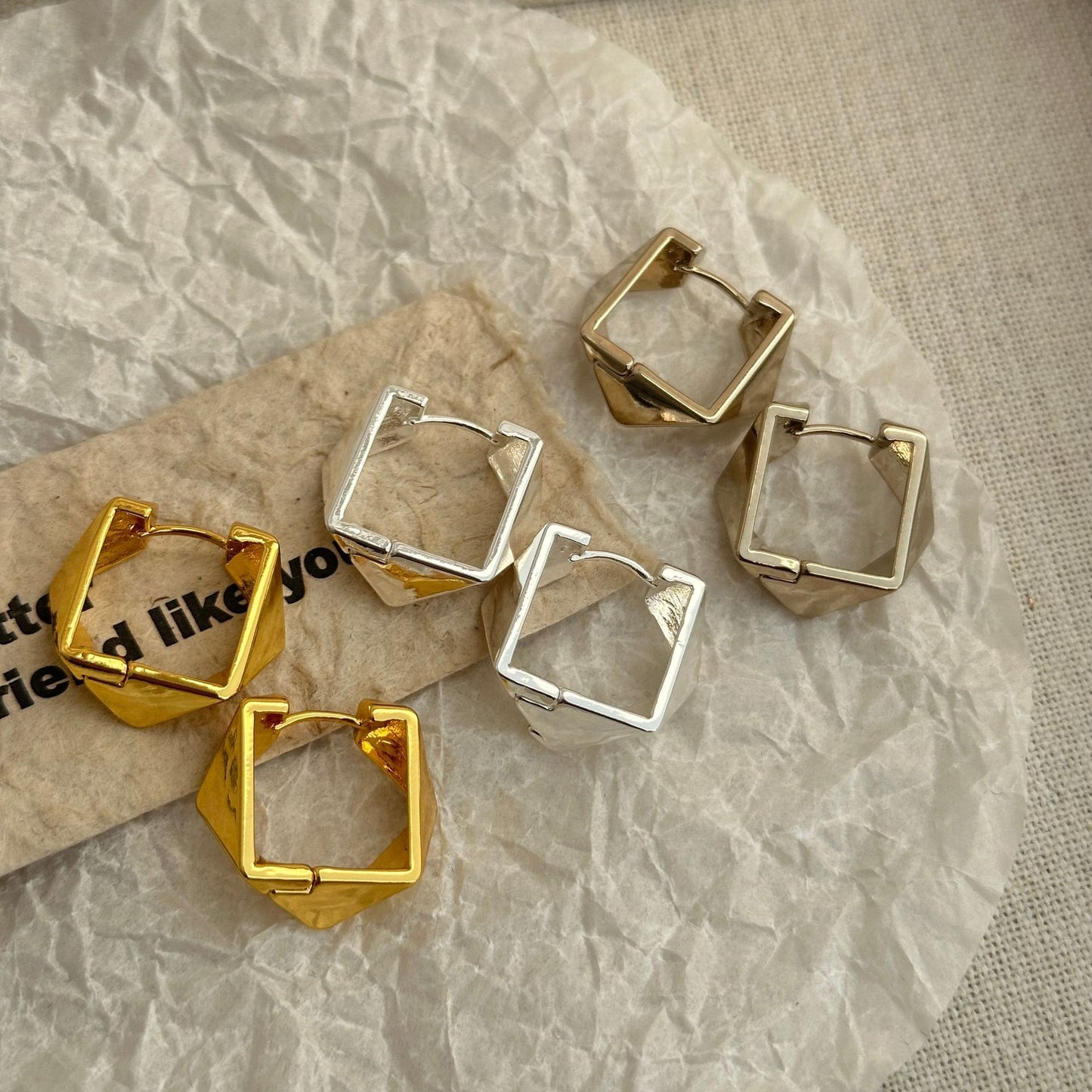 Temperamental Polygon Prism Geometric Irregular Fashion Design Clip Cold Style Rings