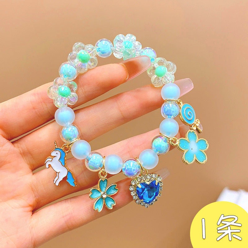 Children's Pendant Beads Sweet Colorful Crystal String Bracelets