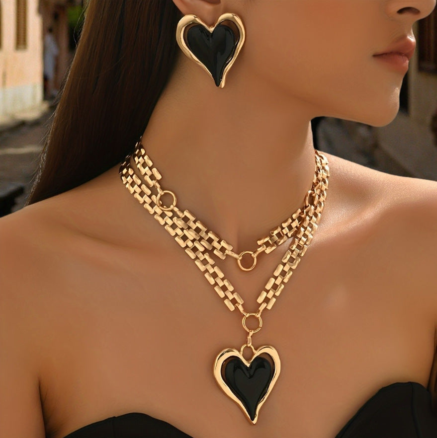 Valentine's Day Exaggerated Oversized Heart Temperament Jewelry Set