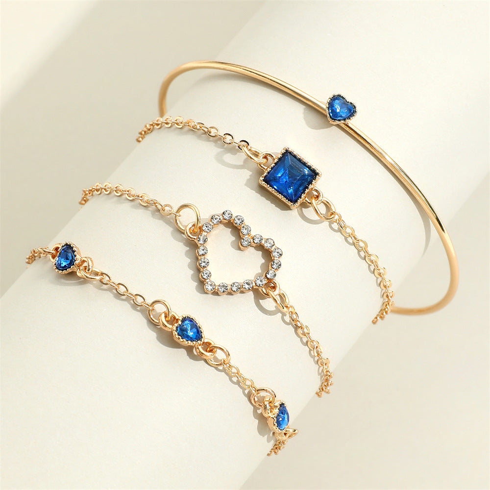 Slouchy Versatile Vintage Inlaid Square Heart Bracelet