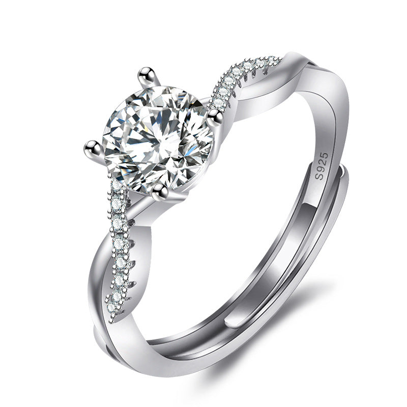 Bagues Moissanite féminines à bras torsadé avec diamant unique